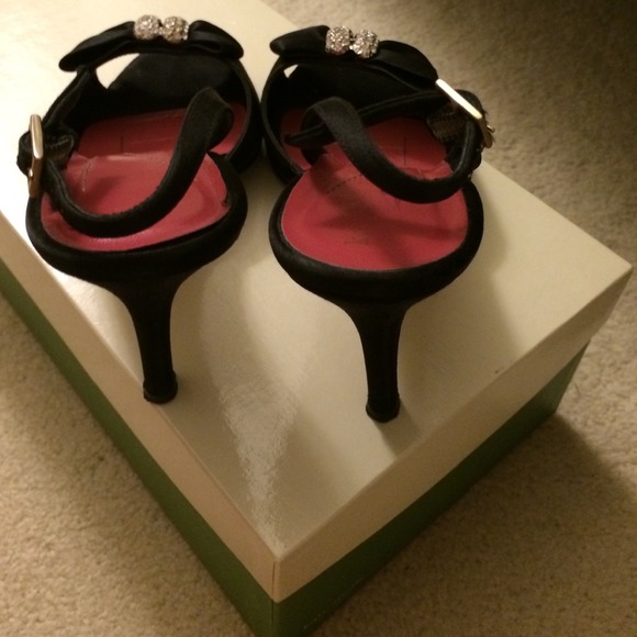 Kate Spade Black Satin Gili Heels - Picture 3 of 4