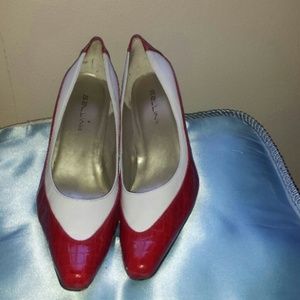 Wow red and white leather Bellini heels