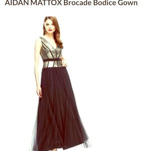 Aidan Mattox Black & gold evening gown prom dress