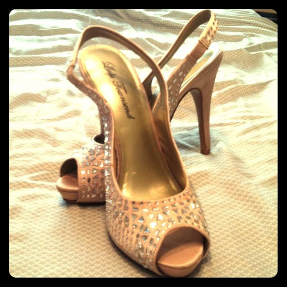 Blush pink diamond sling back heals
