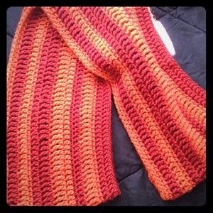 Handmade crochet infinity scarf- orange stripes