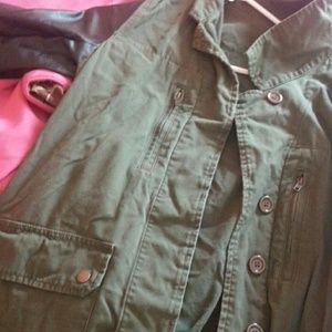 Military green w/ leather sleeves