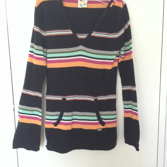 Roxy Hooded Colorful Striped Sweater
