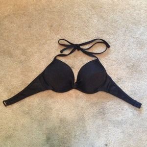 Black PUSHUP halter swimsuit top, size small(B/C)