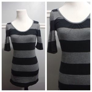 Express long shirt/ dress-gray & black stripes