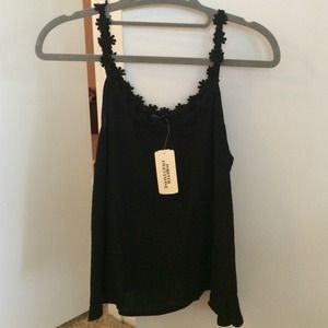 Plain black, daisy strap tank top.