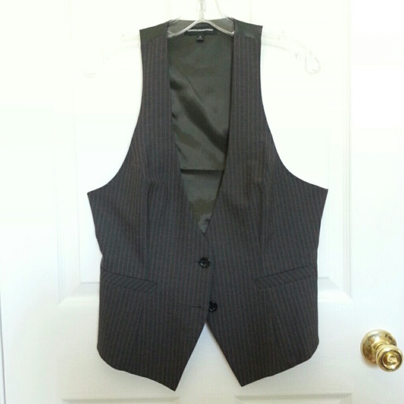 SOLD - Express - Grey Vest with Pink Stripes