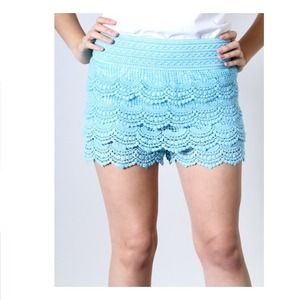 Blue Crocheted Shorts