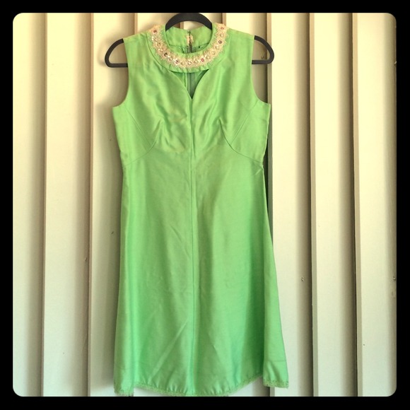 Mint green mid century cocktail dress.