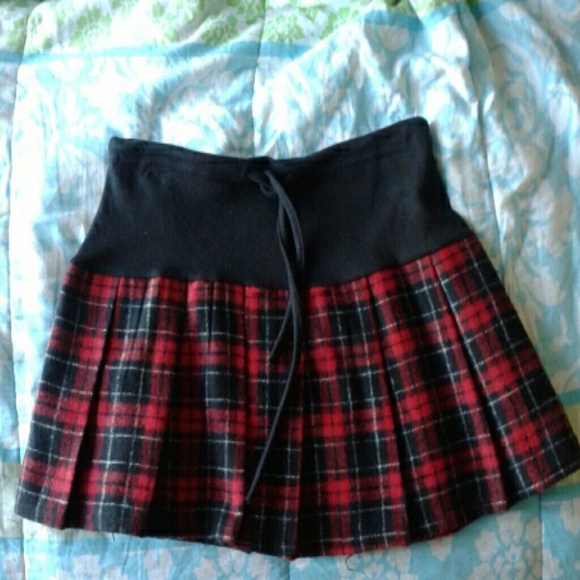 Drawstring Plaid Skirt
