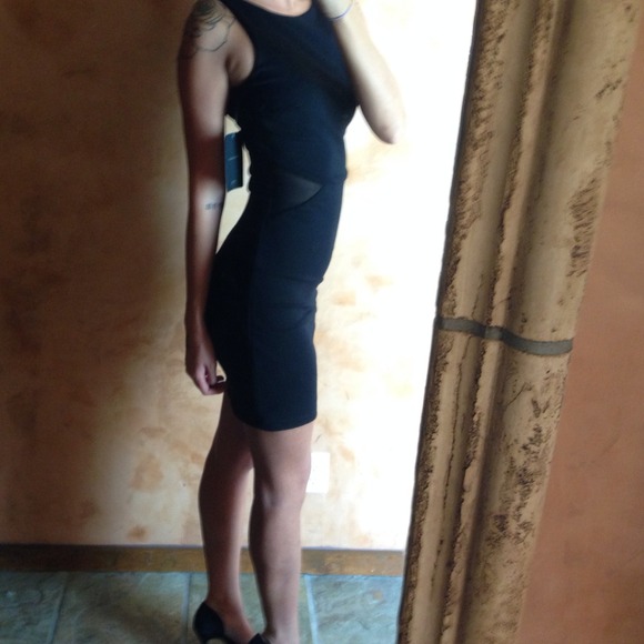 Zara LBD Little Black Dress with Mesh Panels - Picture 2 of 4