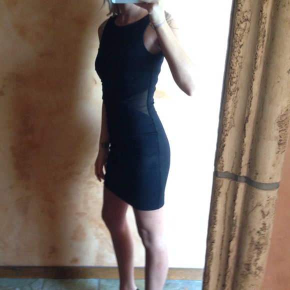 Zara LBD Little Black Dress with Mesh Panels - Picture 3 of 4