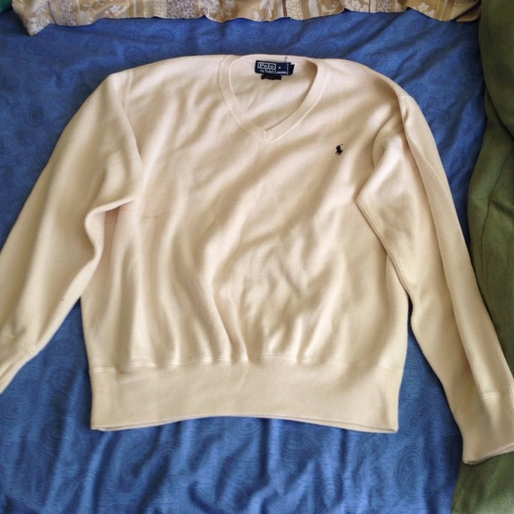 mens creme polo sweater