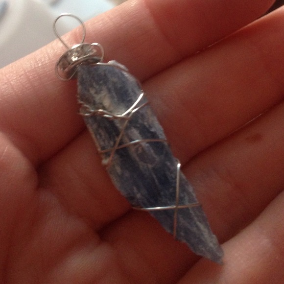 Blue crystal wire wrapped charm