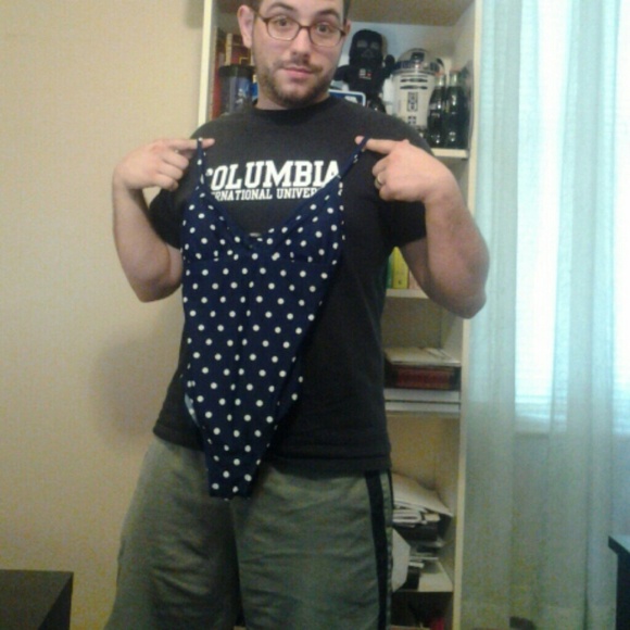 Navy blue polka dot swim suit