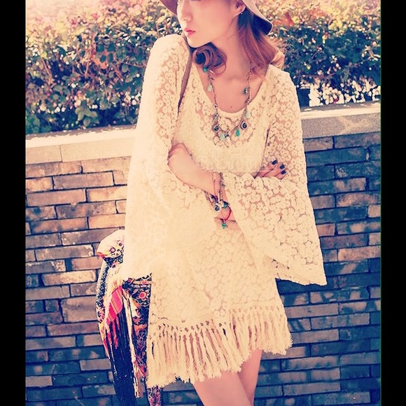 Boho Festival  crochet lace blouse