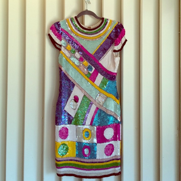 Nagpal all sequin 80's 90's silk #partydress