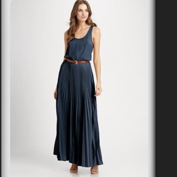 Michael Kors navy pleated maxi dress