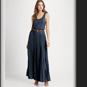Michael Kors navy pleated maxi dress