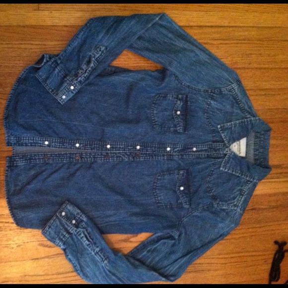 Distressed denim shirt