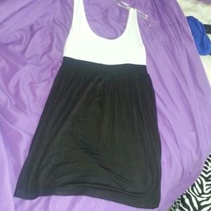 Black and white color block dress.