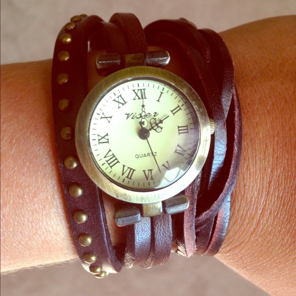 Dark Brown Leather Wrap Around Watch