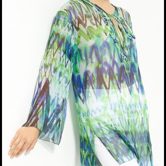 Jean Paul Gaultier Tops - Jean Paul Gaultier Fuzzi Print Chiffon Tunic L NWT