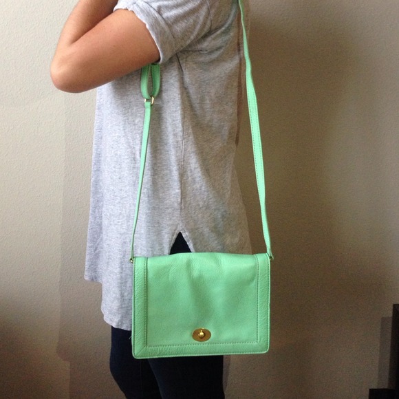 J. Crew mint leather cross body bag