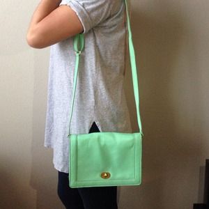 J. Crew mint leather cross body bag