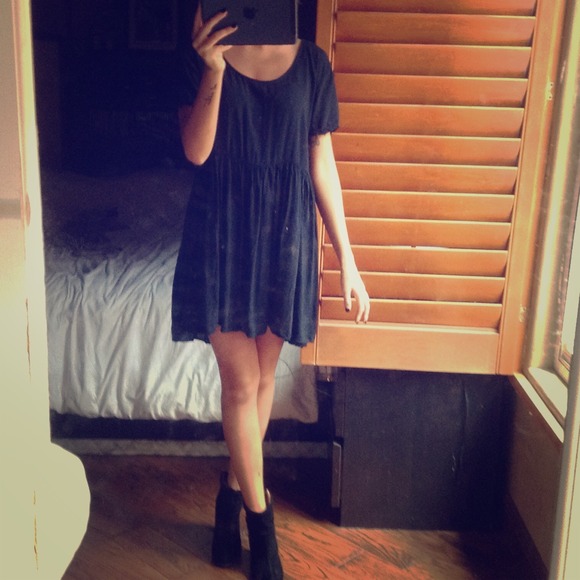 Brandy Melville Black Oversized Skater Dress