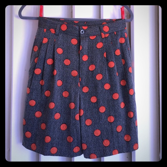 Playful vintage polka dot high waisted shorts