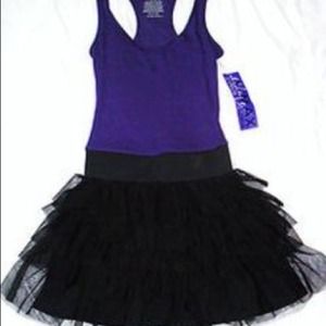 Purple and black ruffle dress