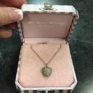 Juicy Couture pave heart necklace