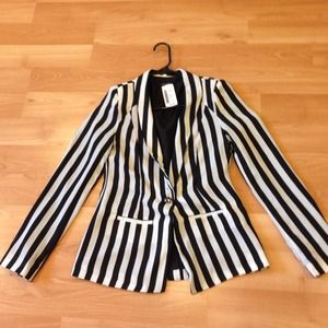 Black and white striped blazer