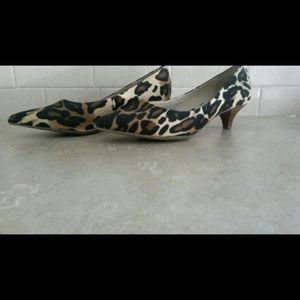 Leopard print kitten heels