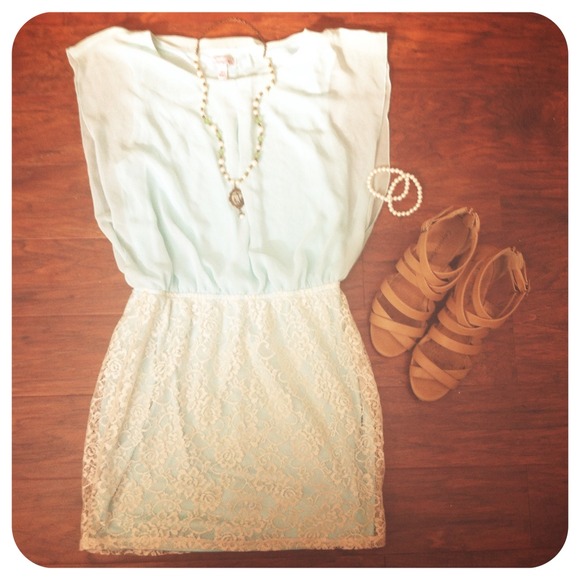 We Be All Night | Mint green lace dress