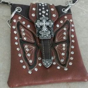 Genuine leather cross body purse