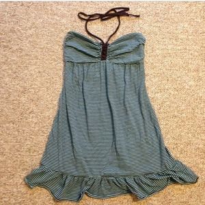 Brown and blue striped dress