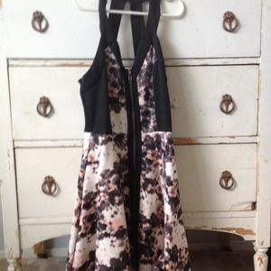 Black and floral skater dress