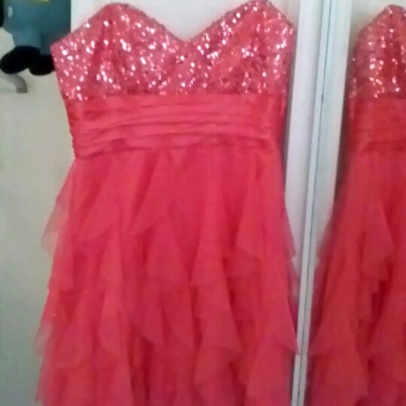 Coral strapless prom/formal dress with sequins