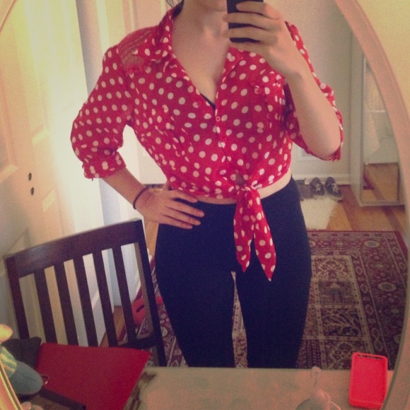 Red polka dot shirt
