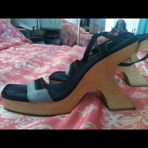 Two tone denim platforms