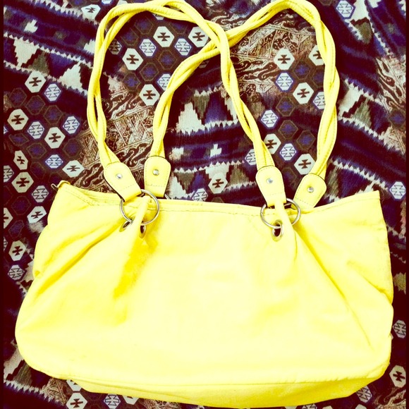 YELLOW, FAUX LEATHER PURSE...