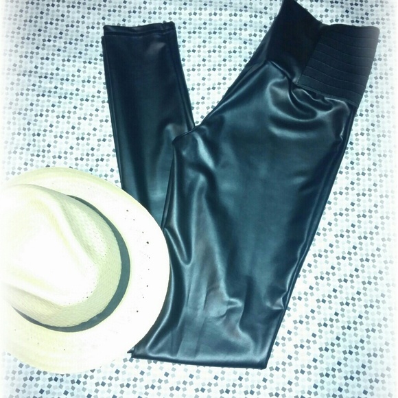 High waisted leather pants