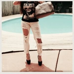 Acid wash torn jeans