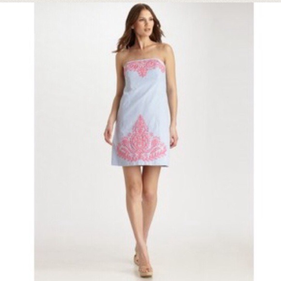 Lilly Seersucker Embroidered Dress