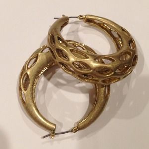 Lia Sophia gold hoop earrings.