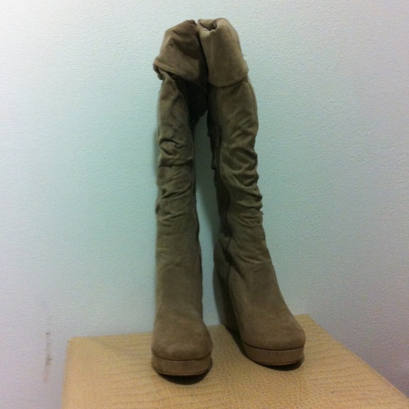 Taupe wedge boots