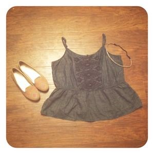 (SOLD) No Shirt, No Blouse | Denim peplum tank top