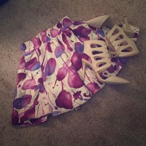 Purple Floral Skater Skirt!